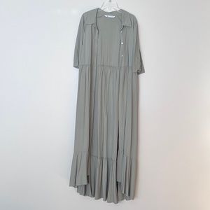 Maxi olive color rope dress from zara with pockets and short sleeves. Size XL